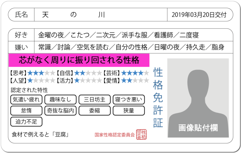 性格免許証